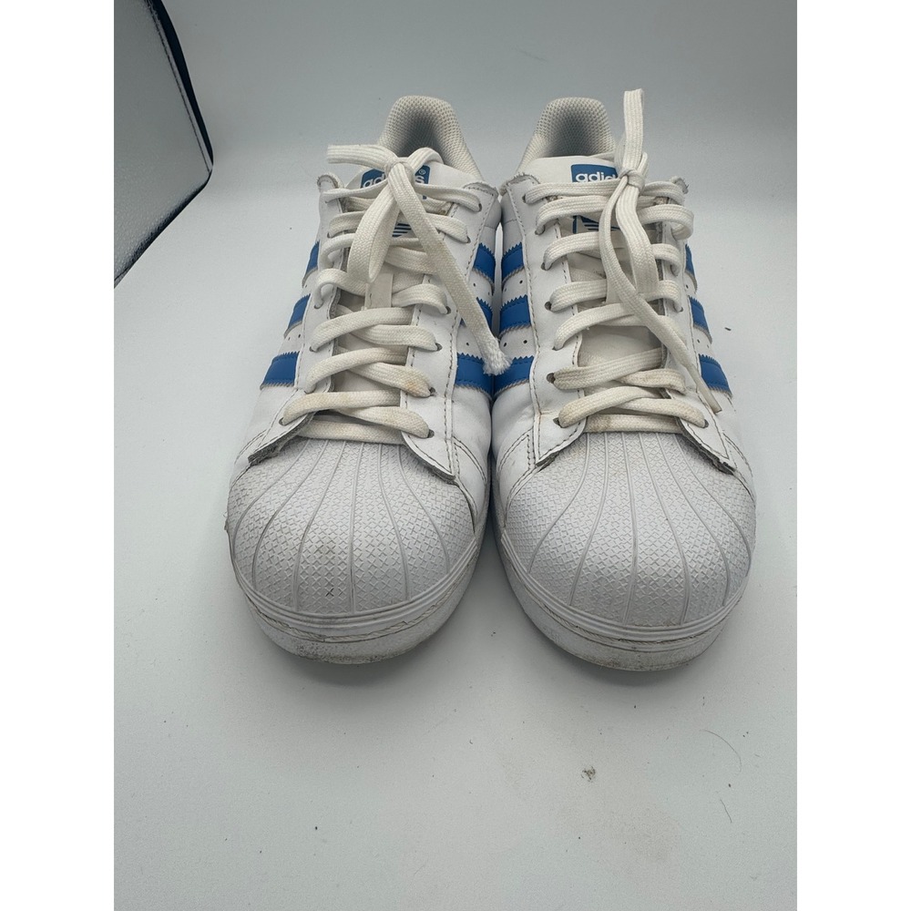 Adidas Superstar White Blue Shell Toe Low Top Sneakers Size 9